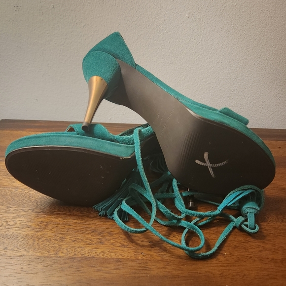 Colin Stuart | Suede Lace-Up Tasseled Gladiator Heels - Picture 7 of 8